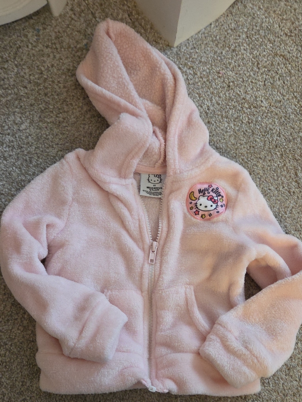 Hello Kitty Light Pink Plush Hooded Zip Jacket